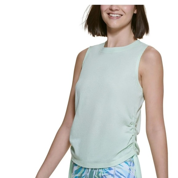 Calvin Klein Performance Womens Green Active Ruched Sides Tank Top Shirt NWT - Picture 3 of 9